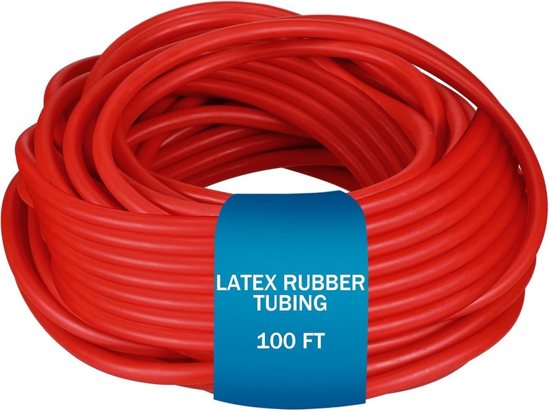 Frienda 100 ft Latex Rubber Tubing 3/8 Inch Od 1/4 Inch ID Surgical Slingshot Bands Rubber Medical Sling Band Fitness Hose Tubing(Red) - Image 1